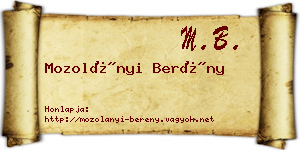 Mozolányi Berény névjegykártya